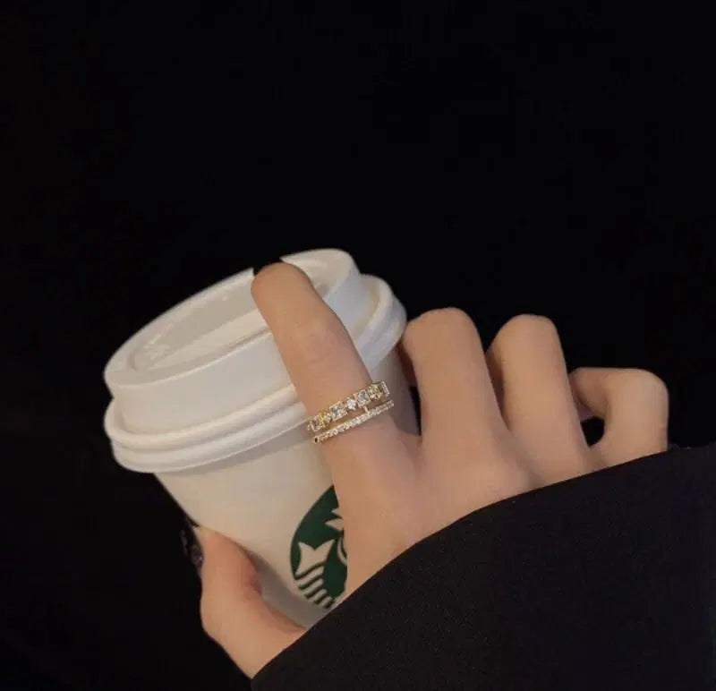 Gold Plated Artificial Stones Adjustable Ring