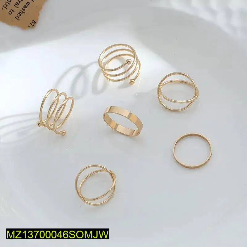 Hip Hop Pack of 6 Rings Set