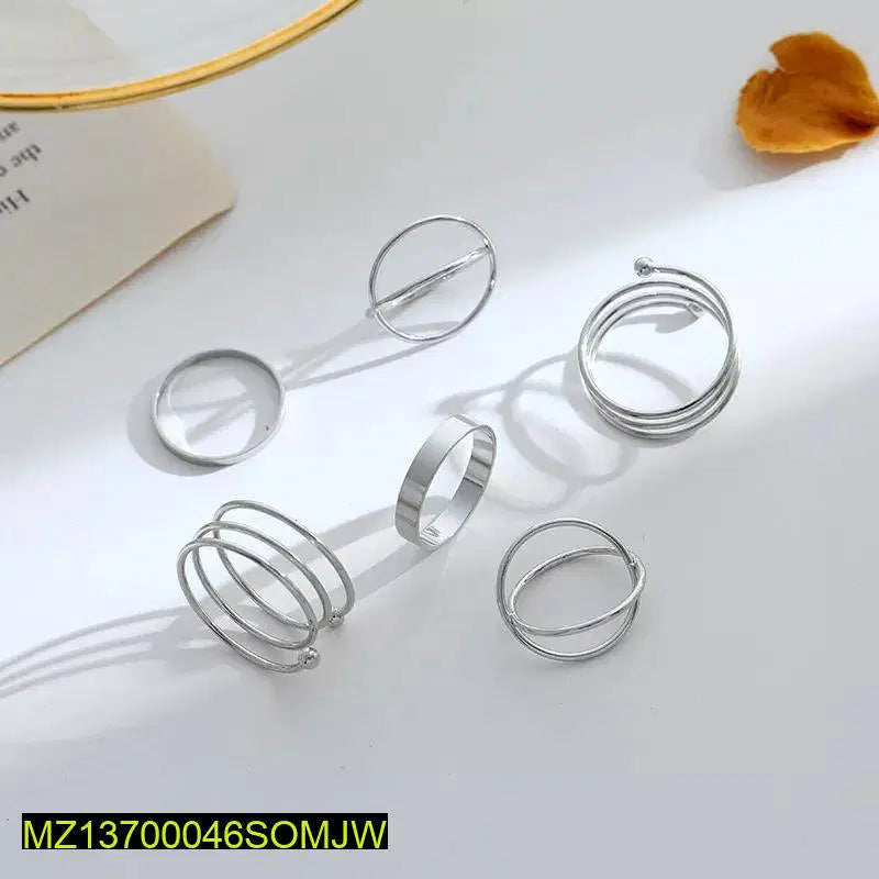 Hip Hop Pack of 6 Rings Set